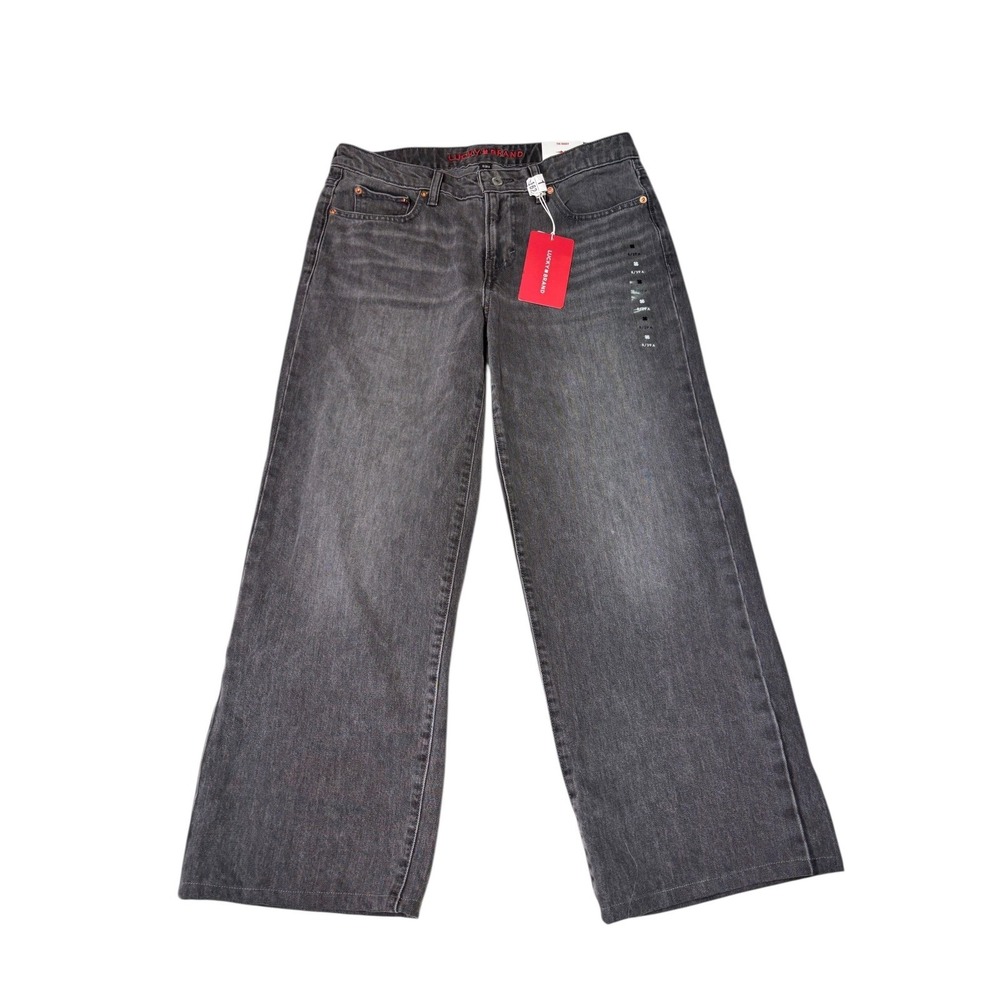 NWT Lucky Brand The Baggy Rigid Grey Wash Wide Leg Jeans Women's Size 8/29